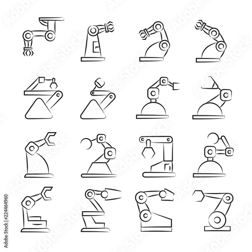 Wallpaper Mural hand drawn industrial robot icon set Torontodigital.ca