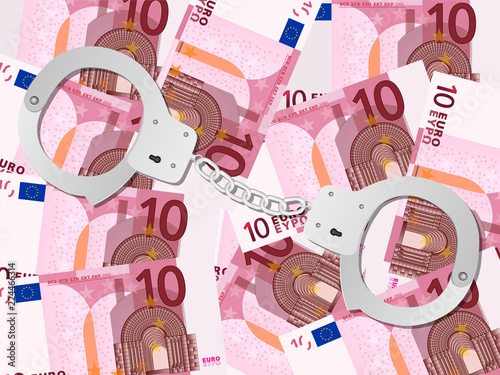 handcuffs on ten euro background