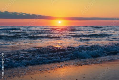 Fototapeta Naklejka Na Ścianę i Meble -  Amazing beautiful sunrise at the sea