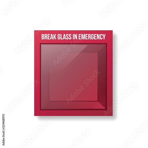 Empty Emergency Box. Red box with glass front.