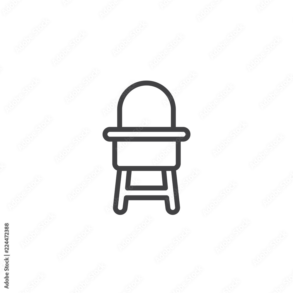 Baby chair outline icon. linear style sign for mobile concept and web design. baby highchair simple line vector icon. Symbol, logo illustration. Pixel perfect vector graphics Baby chair outline icon. linear style sign for mobile concept and web design. baby highchair simple line vector icon. Symbol, logo illustration. Pixel perfect vector graphics