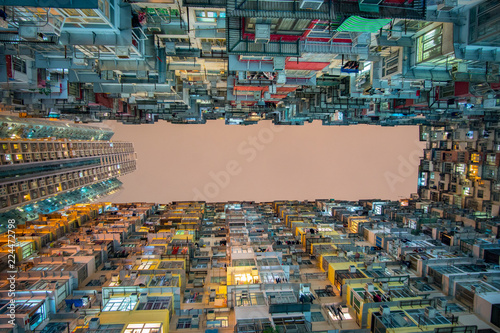 Hong Kong Cityscape  cramped public housing