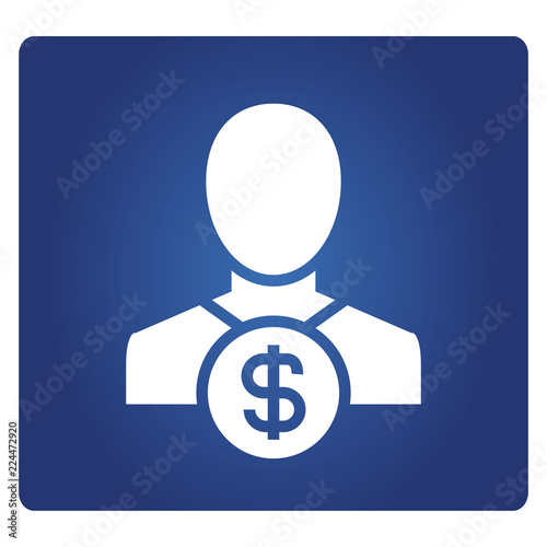 people and money icon in blue background