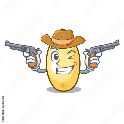 Cowboy cedar nut on cartoon wooden table
