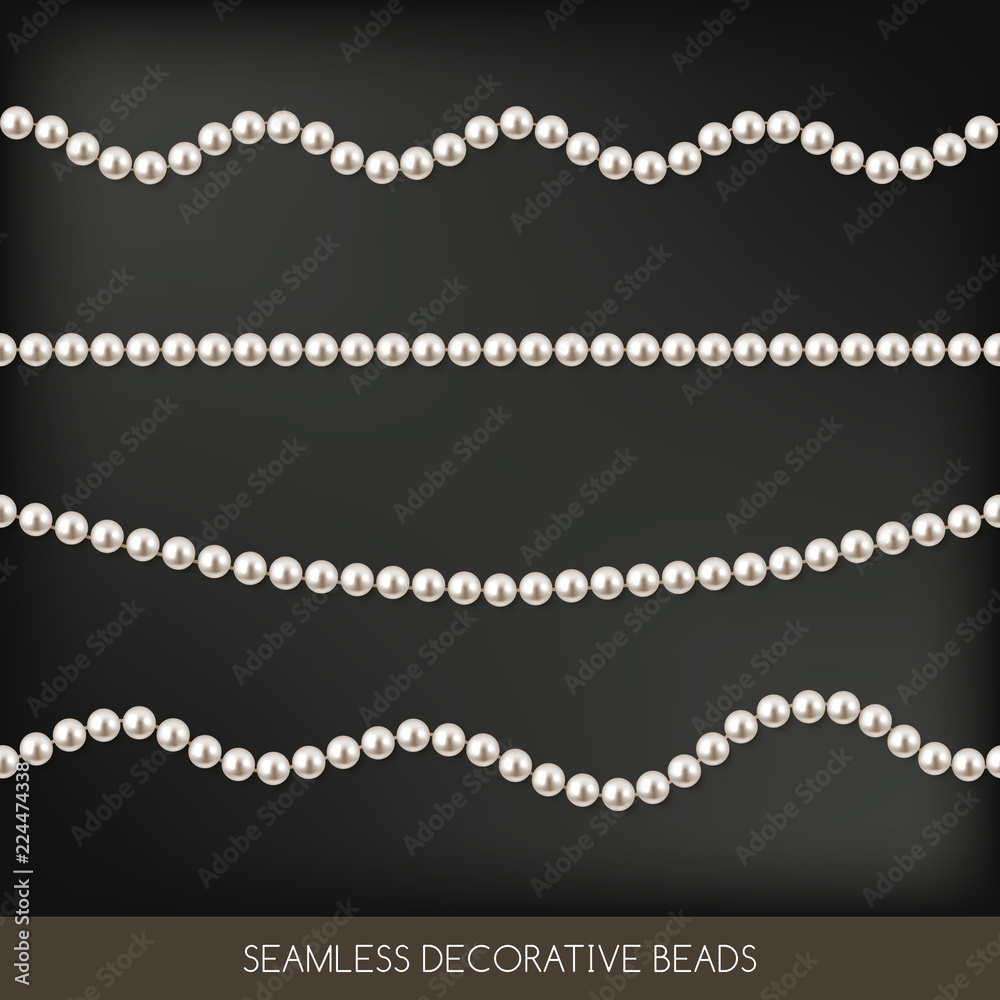 Seamless strings of beads set, decoration elements, vector illustration Seamless strings of beads set, decoration elements, vector illustration