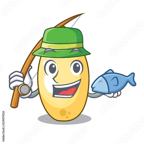Fishing cedar pine nuts on a cartoon