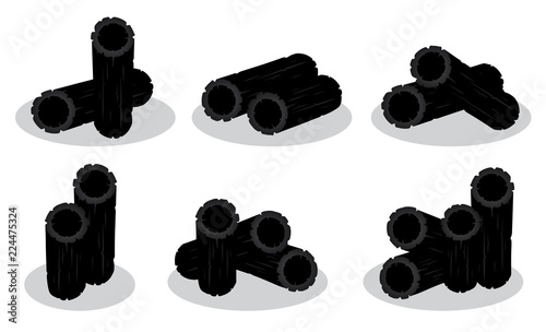set vector illustration charcoal isolated on white background
