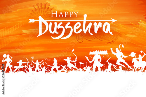 Lord Rama and Ravana in Dussehra Navratri festival of India poster