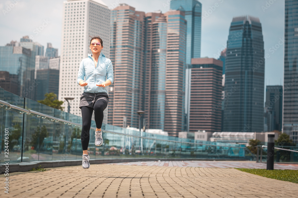 Fitness young woman workout early morning in the city Fitness young woman workout early morning in the city