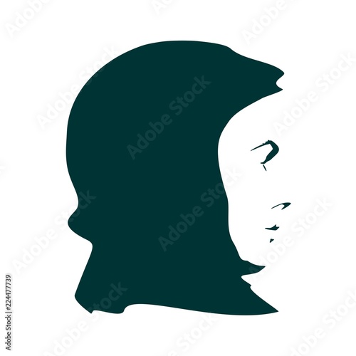 Face profile view. Elegant silhouette of a muslim woman with hijab