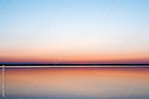 Canvas Print Beautiful, red dawn on the lake