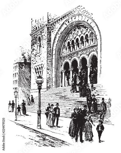 Temple Beth-el vintage illustration.