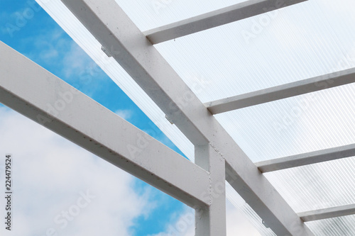 A canopy made of polycarbonate against the sky