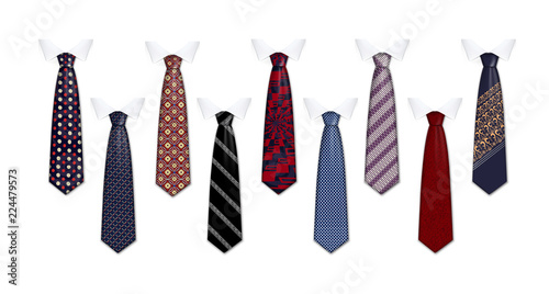 Tie suit icon set. Realistic set of tie suit vector icons for web design isolated on white background