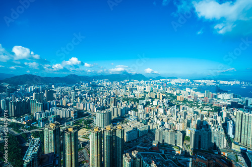 Beautiful architecture building exterior cityscape of hong kong city skyline