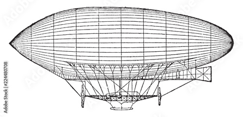 Dirigible Balloon, vintage illustration.