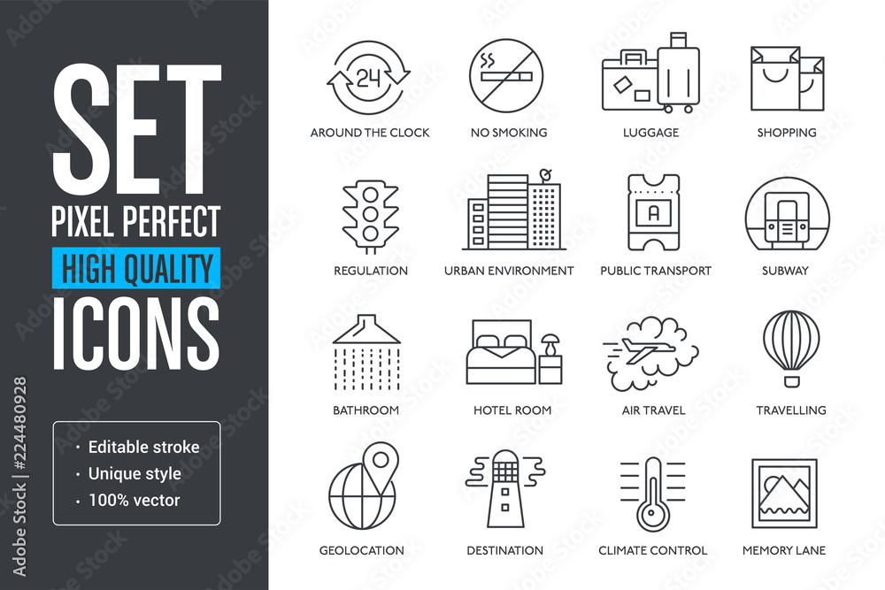 Set vector pixel perfect high quality lines icons Set vector pixel perfect high quality lines icons