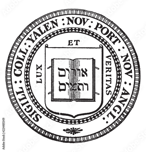 The seal of Yale University, vintage illustration