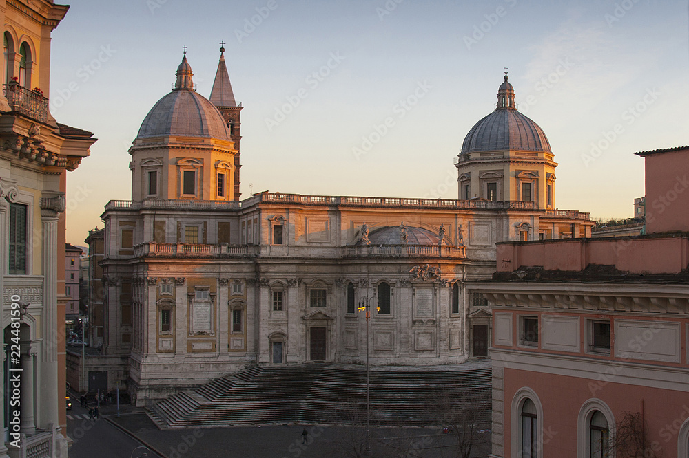 Basilica di Santa Maria Maggiore (sunset). Rome, Italy. January, 2014.