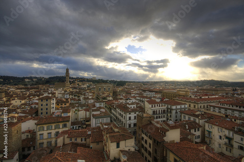 Bird view (South) from Bell Tower of Santa Maria dell Fiore, Duomo Florence (Campanila by Giotto). Italy. January, 2014.