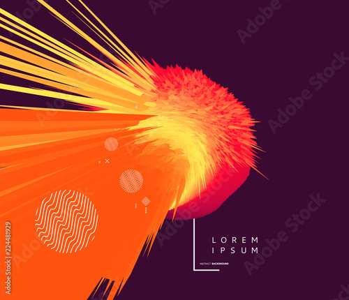 Background with exploding rays. Abstract vector illustration with dynamic effect. Cover design template. Can be used for advertising, marketing and presentation.