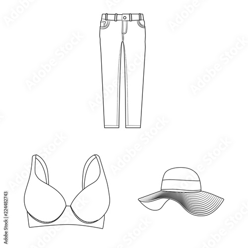 Vector design of woman and clothing logo. Collection of woman and wear stock symbol for web.