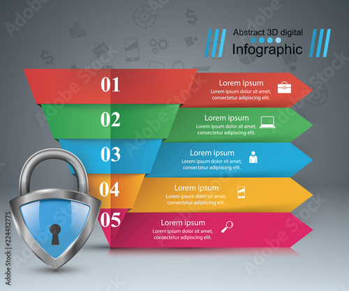 Key, lock icon. Business infographic Vector eps 10