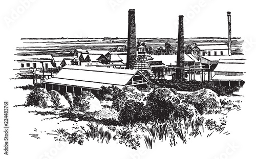 Sugar Mill Near Ponce, vintage illustration.