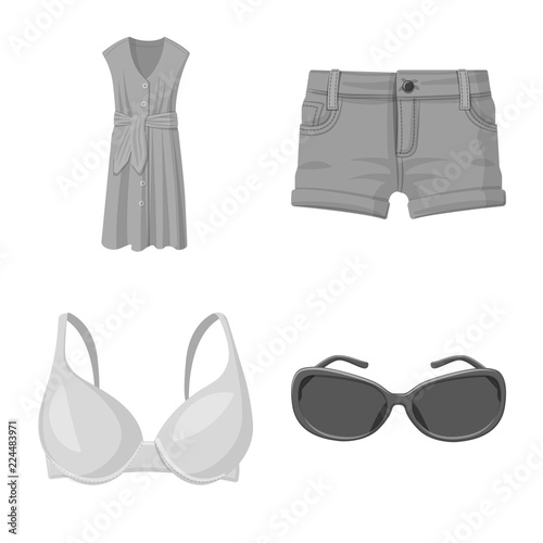 Vector design of woman and clothing sign. Collection of woman and wear vector icon for stock.