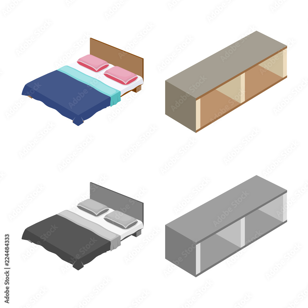 Isolated object of bedroom and room icon. Set of bedroom and furniture stock vector illustration. Isolated object of bedroom and room icon. Set of bedroom and furniture stock vector illustration.