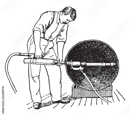 Pneumatic Hammer, vintage illustration.