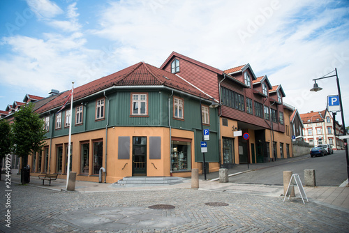 urban street with beautiful building, Hamar, Hedmark, Norway photo