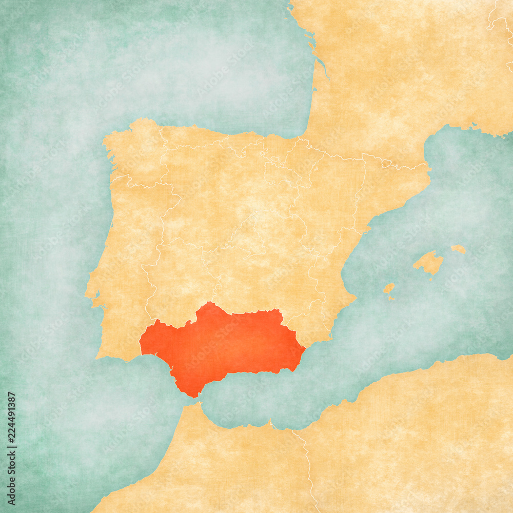 Map of Iberian Peninsula - Andalusia Map of Iberian Peninsula - Andalusia