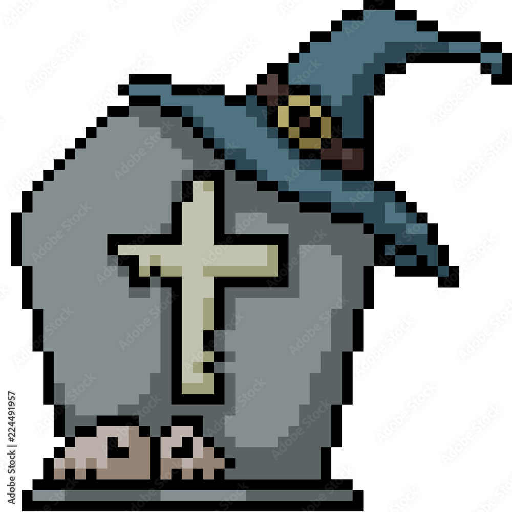 vector pixel art grave dead