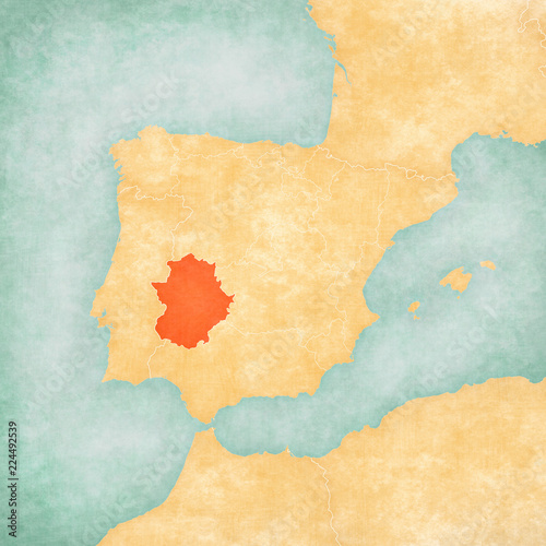 Map of Iberian Peninsula - Extremadura © Tindo