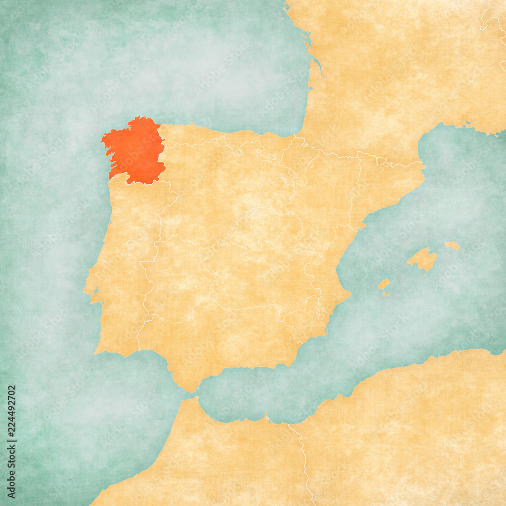Map of Iberian Peninsula - Galicia