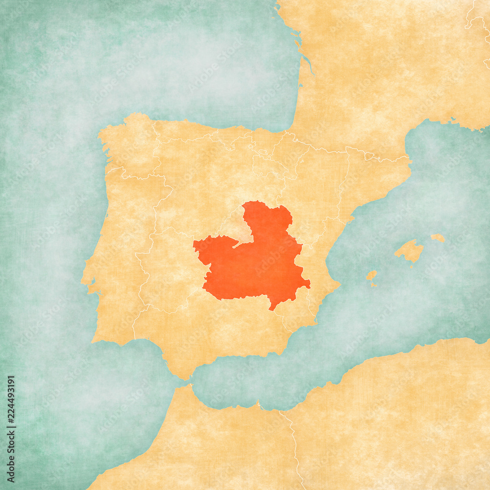 Map of Iberian Peninsula - Castilla-La Mancha