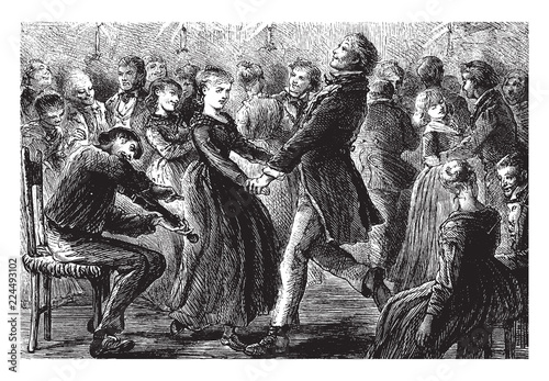Dance, particular culture,  vintage engraving.