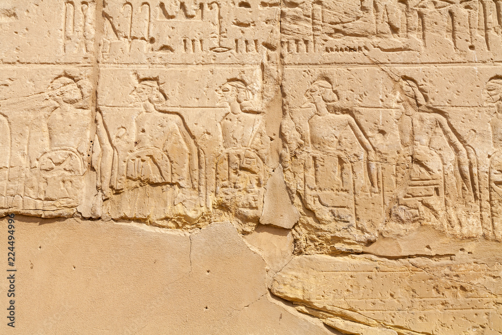 Wall relief at Karnak Temple. Luxor, Egypt