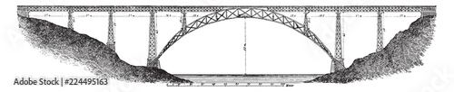 Maria Pia Bridge, vintage illustration.