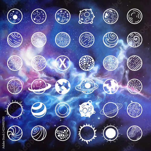 Planets vector icon set