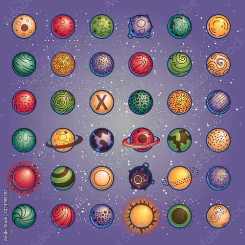 Planets vector icon set