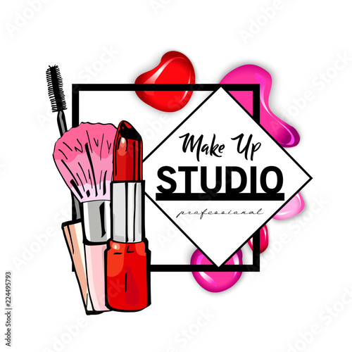 Makeup studio logo design template.