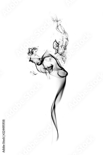 black smoke or dust, wavy and swirly on white background.  perfect for compositing eg. hot tea, cigarettes or other smoking things. 