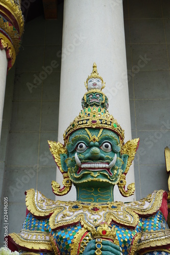 Schilderij op canvas statue bodhgaya temple thailandais