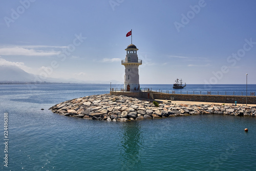 Lighthouse in the port of Alanya, Turkey