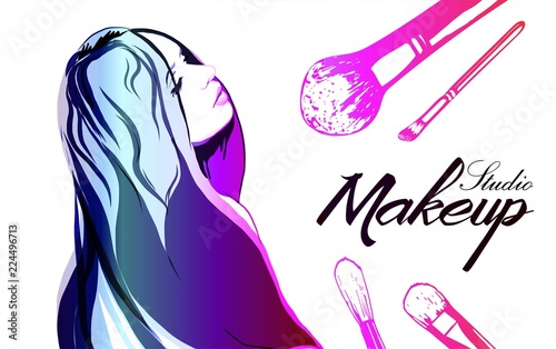 Makeup artist business card. Vector template.