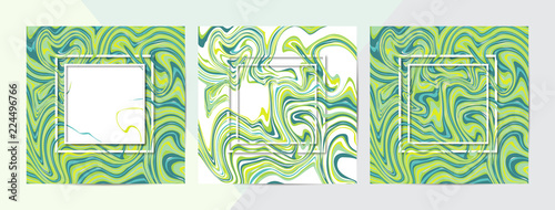 3d vector set of square frames. Paper cut promotion web banner for social media or mobile apps. Sale and discount promo backgrounds or pattern. Blur marble background with abstract oil painted waves