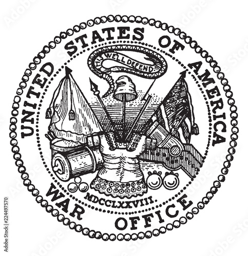 The seal of the War Department of the United States, vintage illustration