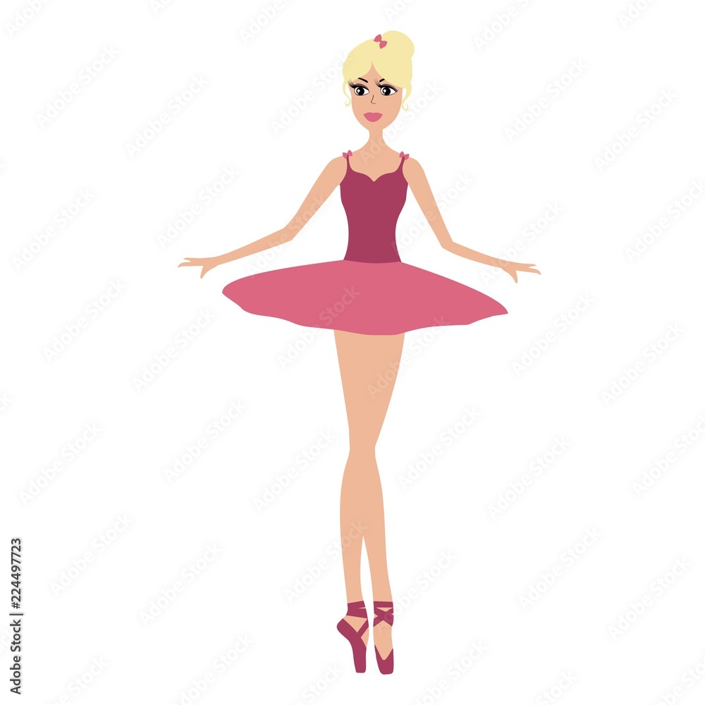 Cartoon pretty ballerina in pink dress vector illustration. Cartoon pretty ballerina in pink dress vector illustration.